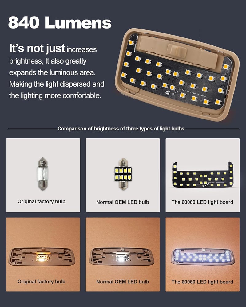 Zenhon LED Light,Interior Dome Lighting Upgraded Accessory,6000K Pure White Light,Brightness Can Adjust,For Toyota Tacoma(3rd Gen,2016-2023),FJ Cruiser,4Runner,Rav4,Camry,Corolla,Highlander,Prius - Image 3